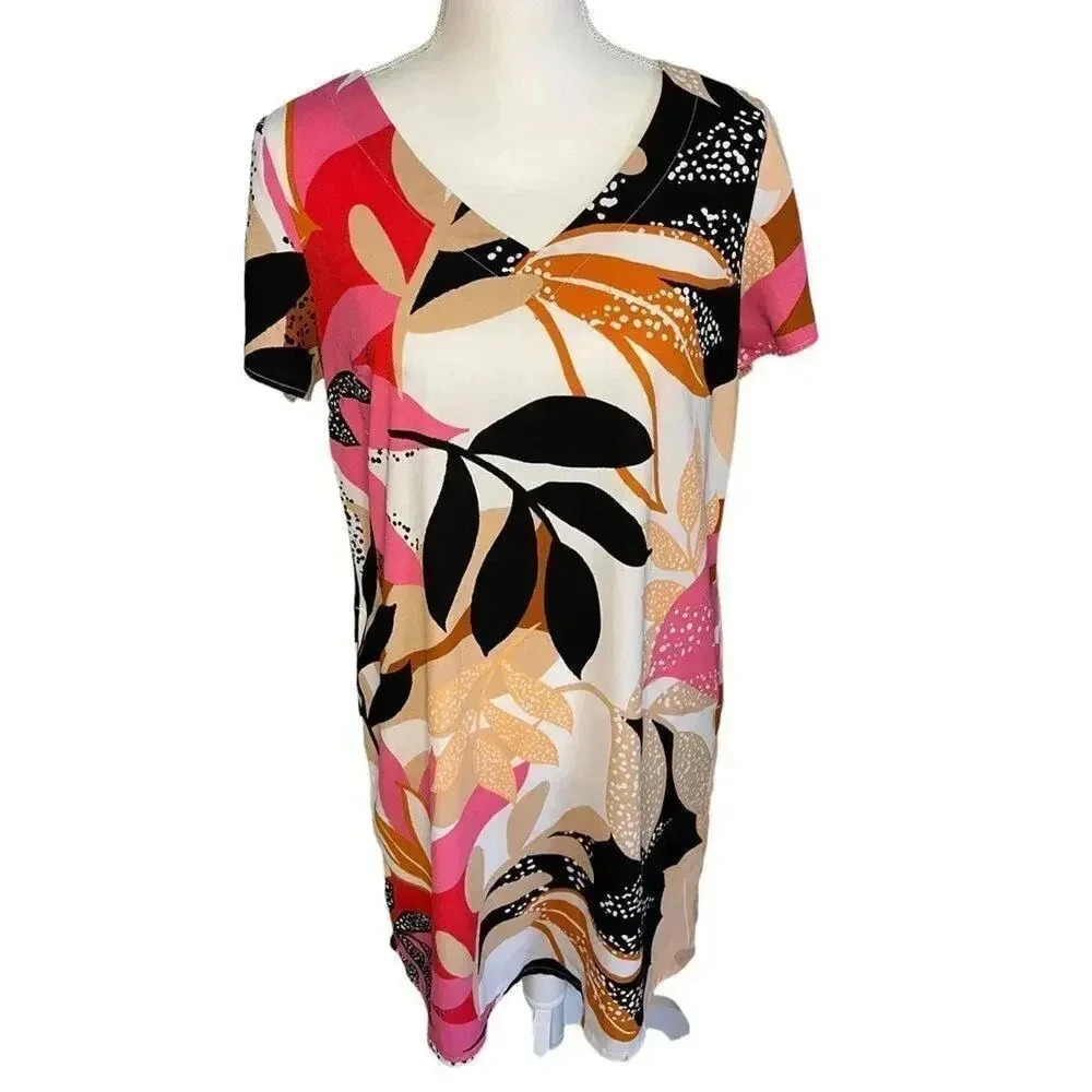 Apt. 9 Women’s Small‎ Floral Print Short Sleeved V-Neck Shift Dress With Pockets